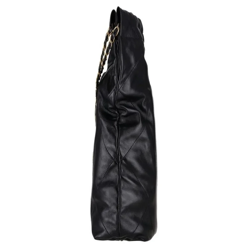 Chanel 22 Calfskin Leather Logo Hobo Bag With A Matching Pouch